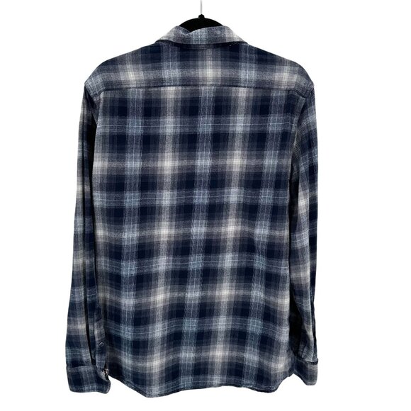 Flag & Anthem Mens Plaid Button-Down Shirt M Tall Navy/Gray - Picture 3 of 9